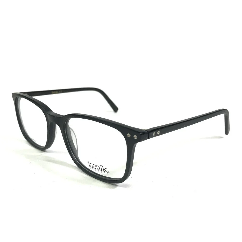Iconik Eyeglasses Frames Derek C1 Black Square Full Rim 52-19-140